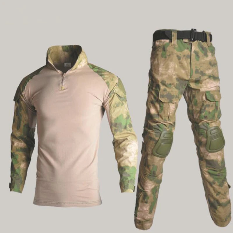 Tactical Military Combat Army Hunting Clothes with Elbow Knee Pads Uniform Outdoor Hiking Training Set Sleeve Coat Men Equipment