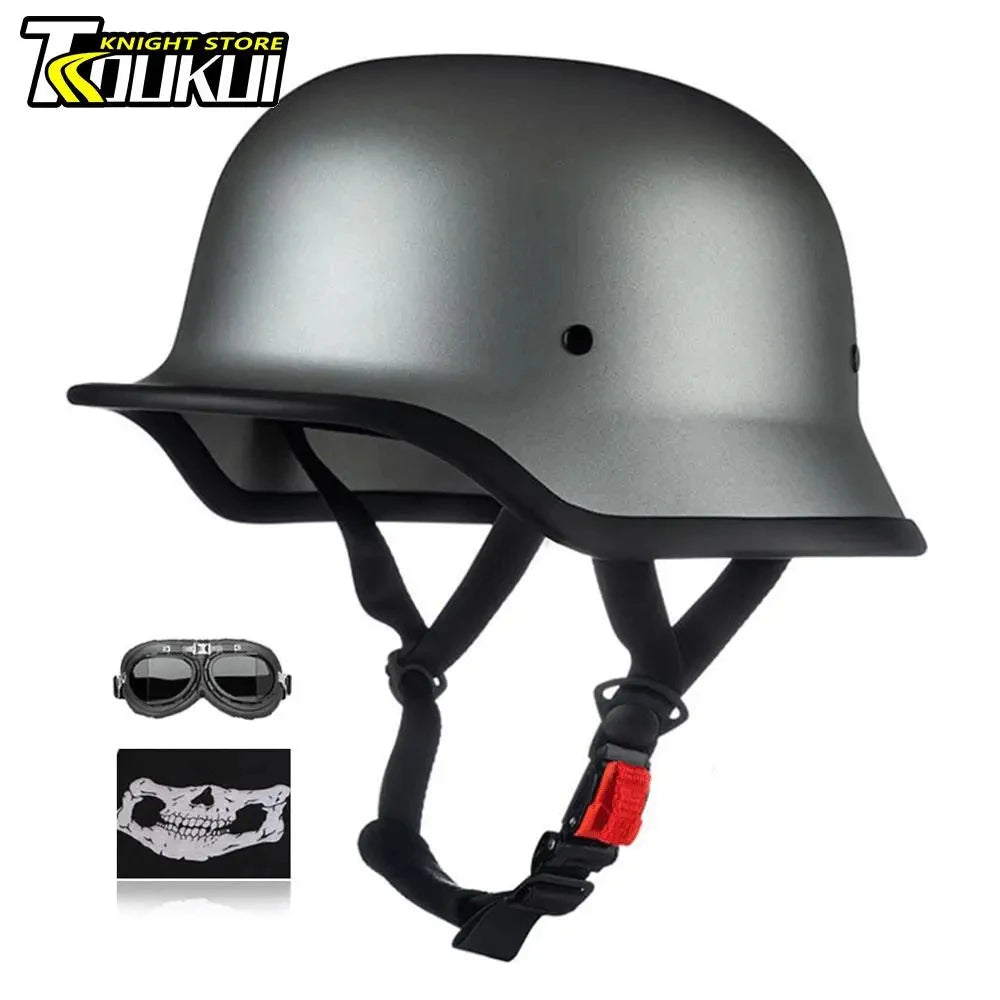 DOT Approved Motorcycle Helmet ABS Material Retro Moto Helmet Capacete De Moto Half Helmet Equipment German Tactical Vintage