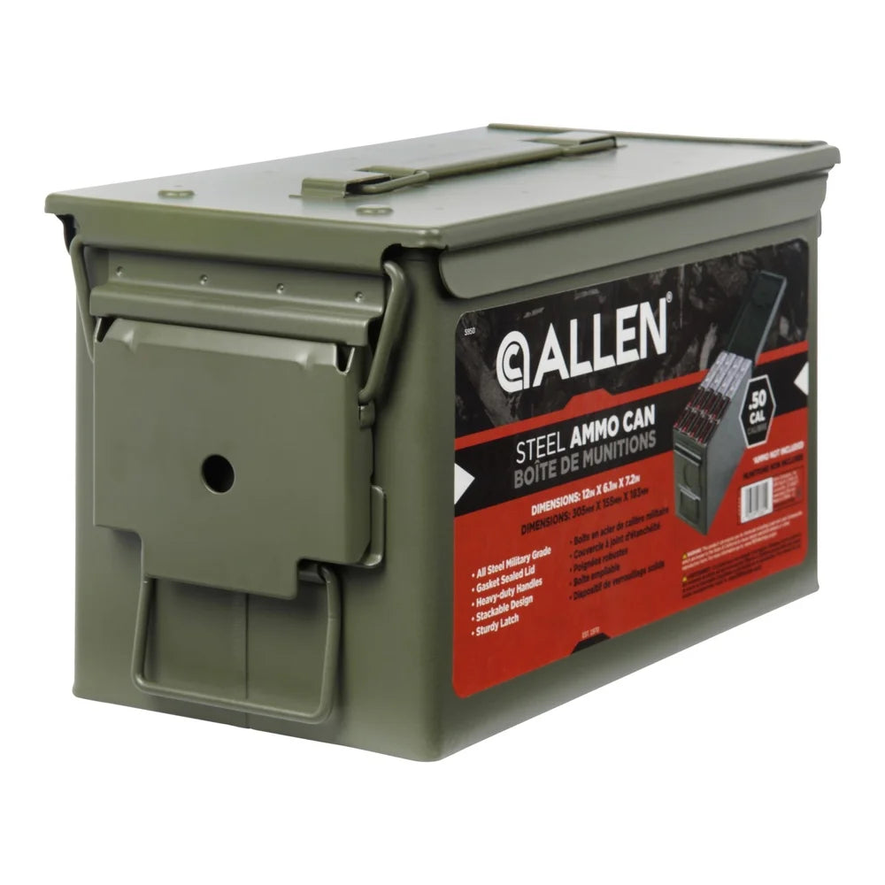 Lockable Waterproof Classic Steel Ammo Box .50 Cal Ammo Storage Heavy Duty Container Durable Metal Shooting Accessories