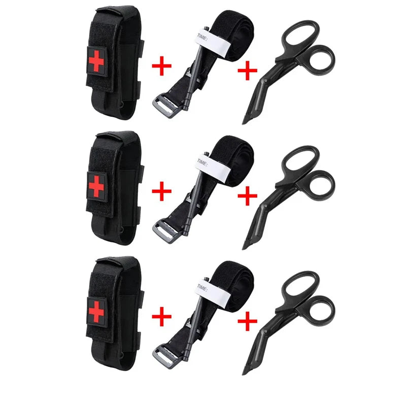 Tourniquet Emergency Tactical Emergency Strap Single Handed Medical First Aid Equipment for Hiking Camping Travel Outdoor Sports