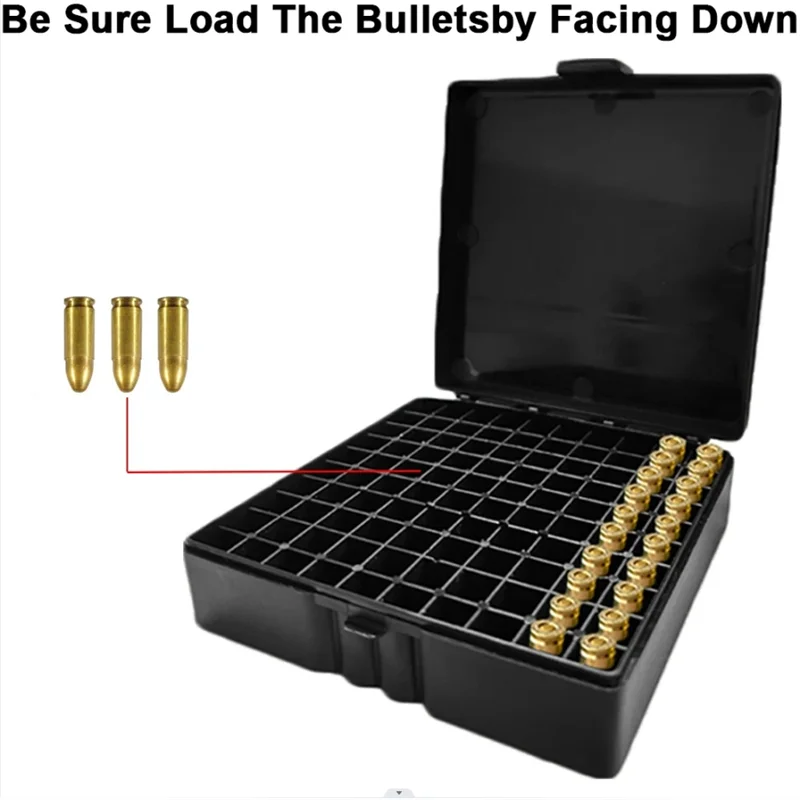 50/100 Rounds Tactical Bullet Box 9mm/.223/.38Super Pistol Rifle Ammo Carry Storage Box Flip-Top Bullets Case Hunting Accessory