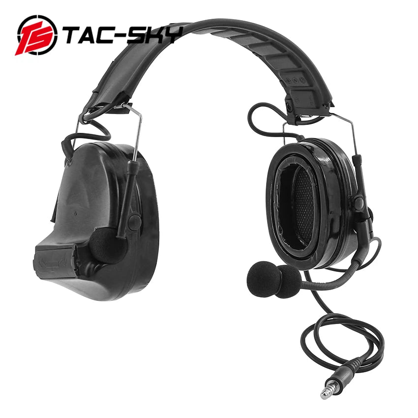 TS TAC-SKY COMTA II C2 Silicone Earmuffs Hearing Protection Tactical Headset & U94  PTT Adapter for Kenwood Walkie Talkie