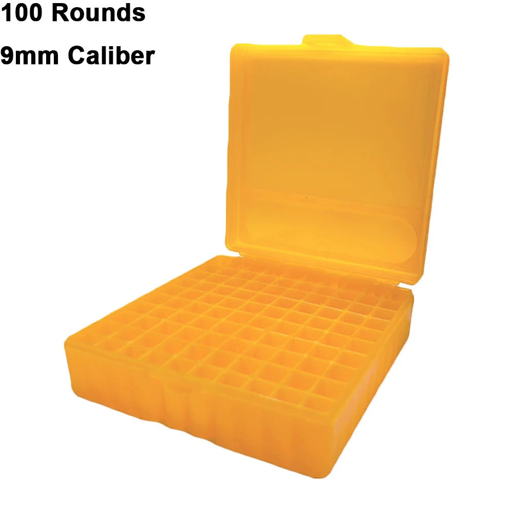 50/100 Rounds Tactical Bullet Box for 9mm Pistol Rifle Ammo Carry Storage Box Flip-Top Bullets Case Hunting Accessory