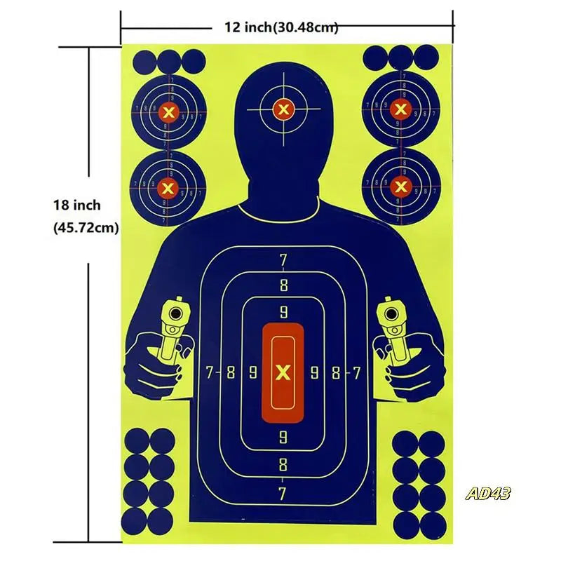 20Pcs 12X18 Inch Human Body Shape Targets Reactive Splatter Glow Fluorescent Paper Target For Archery Training