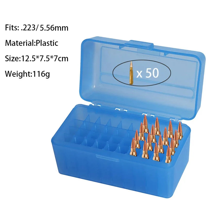 Ammo Box .223 5.56mm 7.62mm 50 Rounds Bullet Shell Holder Rifle Cartridge Storage Case Ammunition Box Hunting Acessories