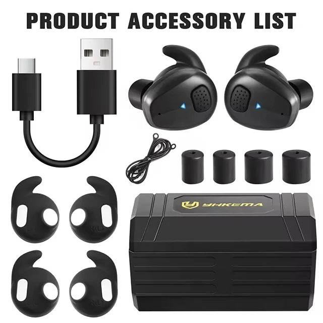 YHKEMA Tactical Shooting Bluetooth Headset, 5.3 Bluetooth Connection Hunting Shooting Hearing Protection Electronic Earplugs