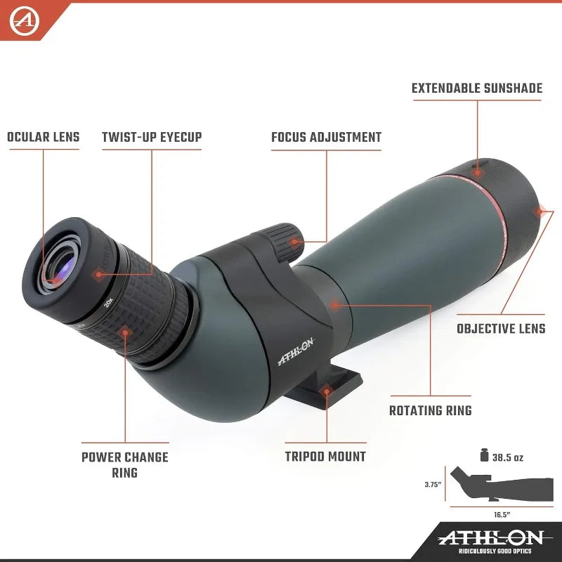 Athlon Optics Talos 20-60x80 Spotter Scope - Durable Outdoor Equipment for Hunting, Shooting Targets & Bird Watching - Spotting