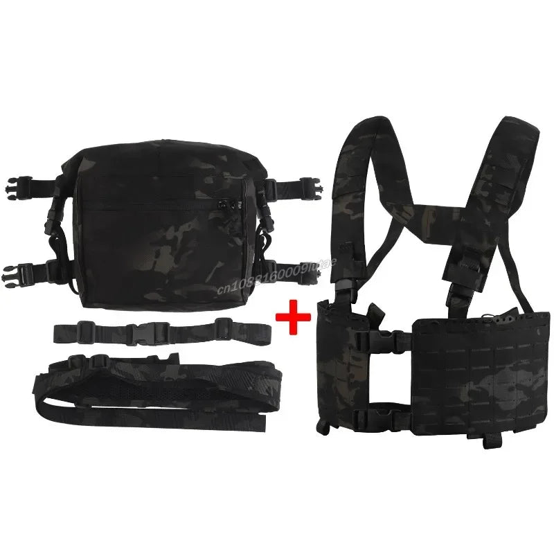Tactical Alpha Chest Rig with Expansion Pack SS Style Load Bearing Vest (LBV) Alpha Expander Kit Pouch 34A Split MOLLE Equipment