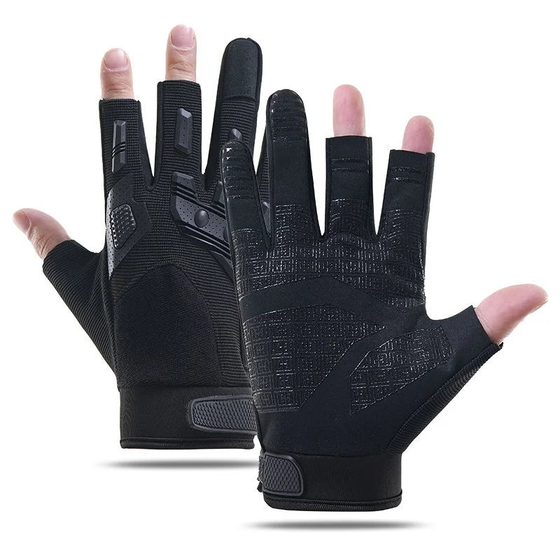 Tactical Motorcycle Gloves  Electric Scooter Carp Fishing Three Fingers Anti-slip Wear Resistant Cycling Camping Equipment