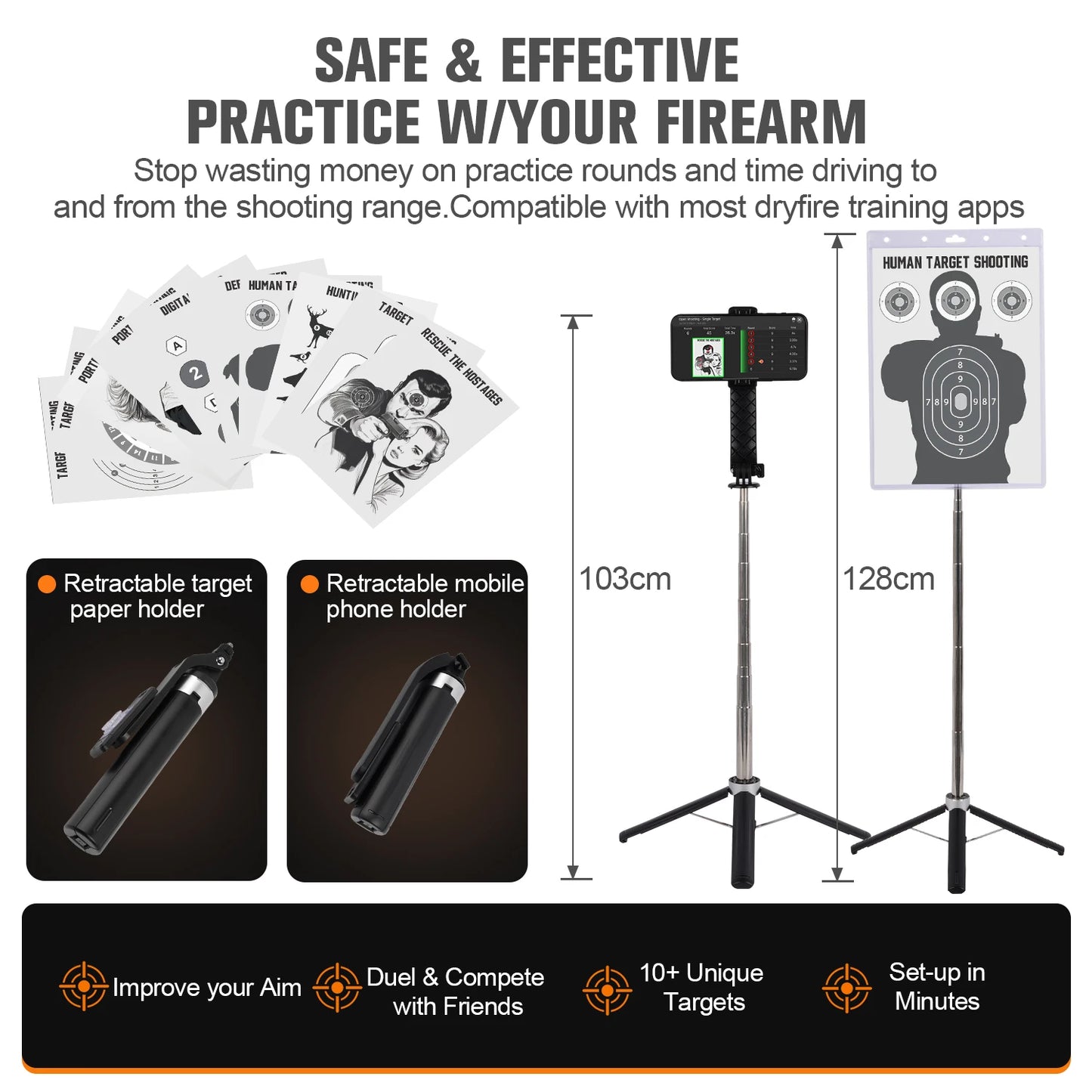 380ACP Trainer with Mobile Phone Stand Target Paper Professional Electronic Target Stand